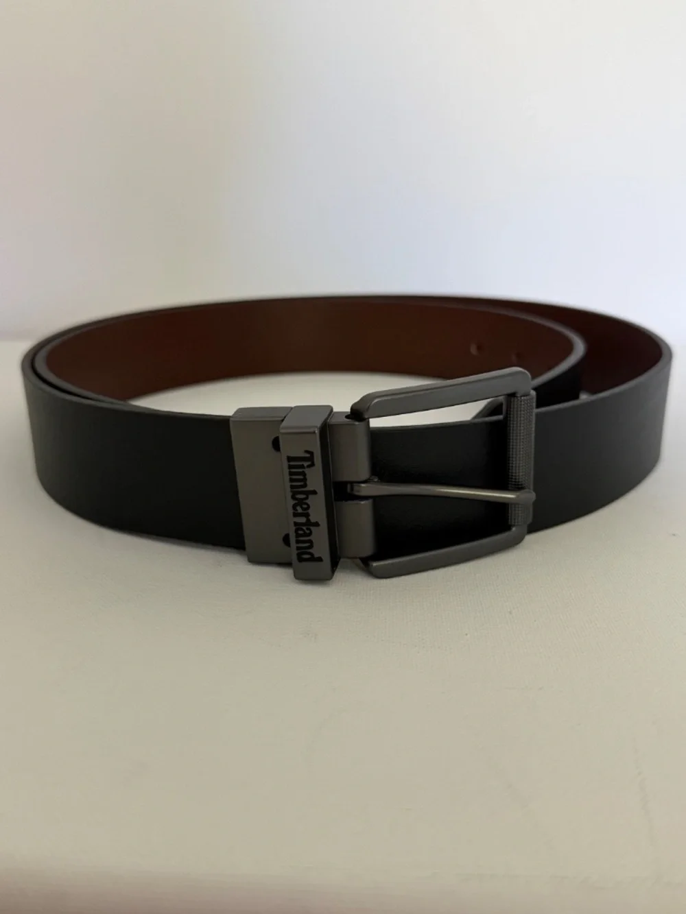 Timberland Men’s Reversible Black Brown Belt Gunmetal Buckle NWOT